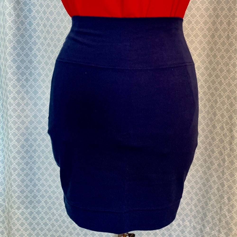 Navy Blue Stretch Pencil Skirt